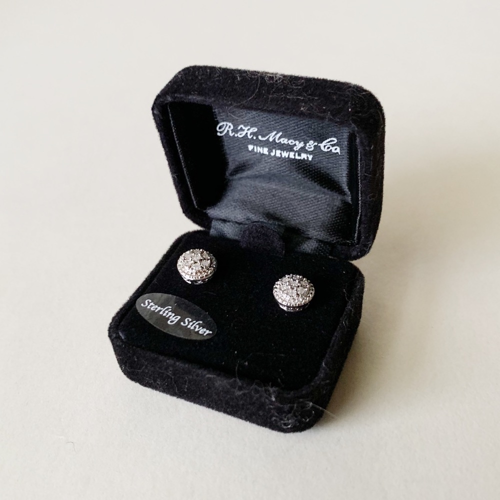 Macy's Diamond and Sterling Silver Earrings
